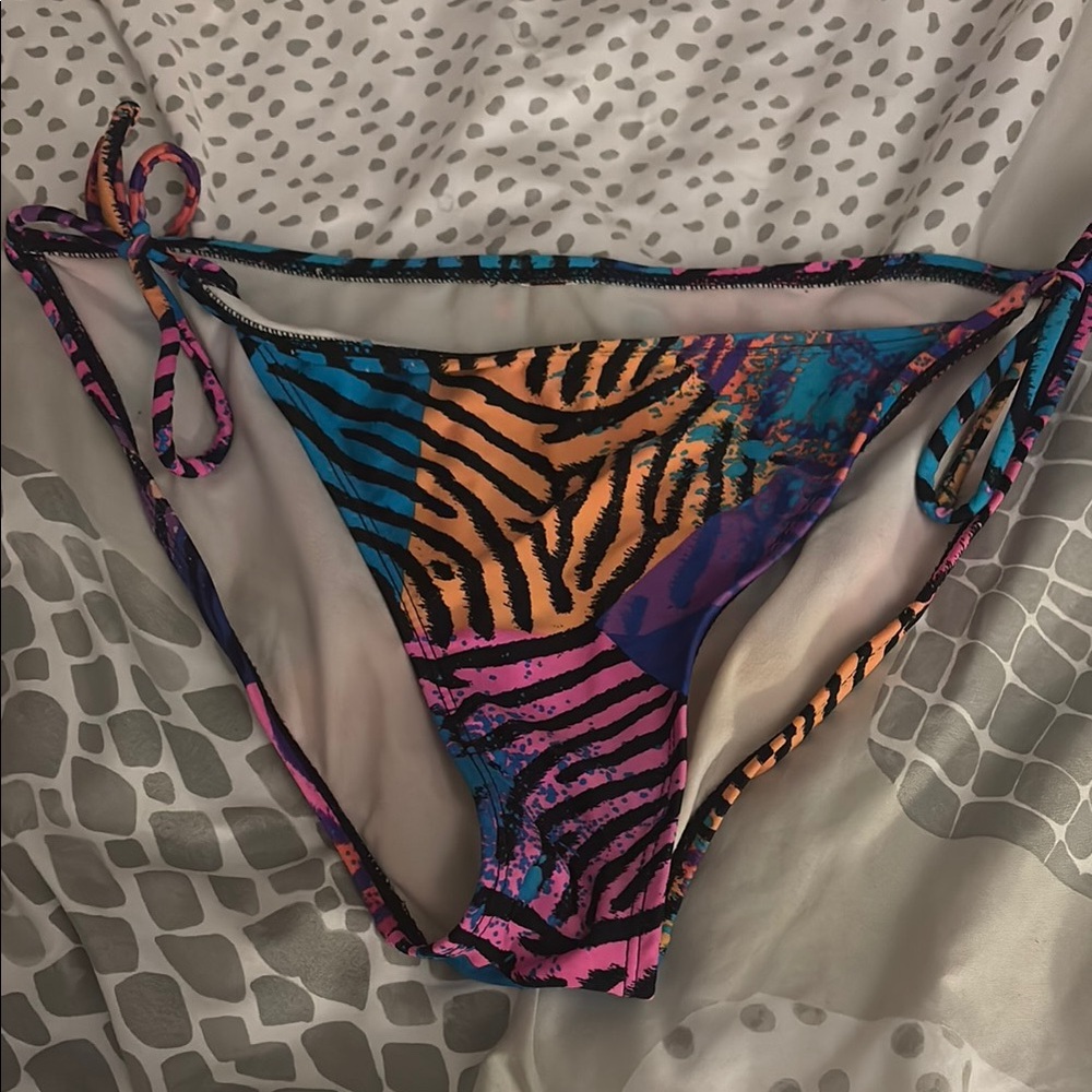 Vibrant Multicolor Zebra Print Bikini Bottom